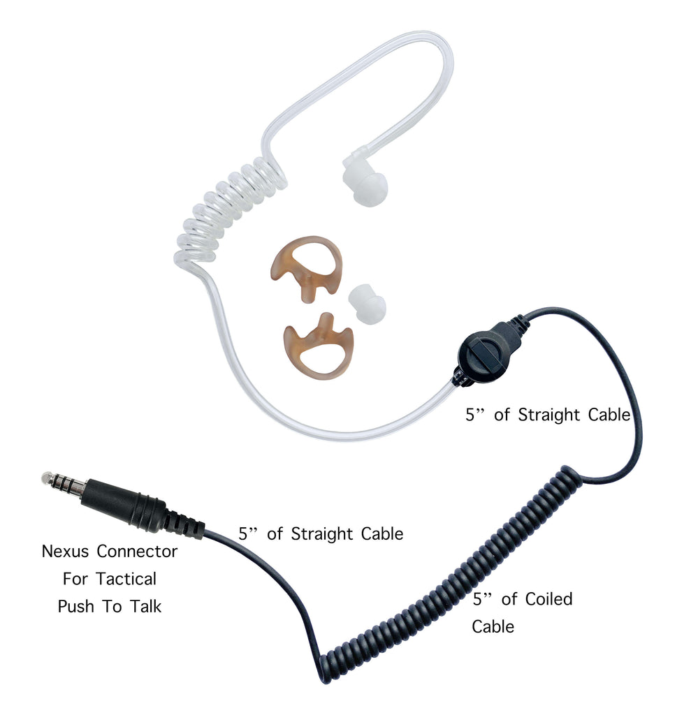 LONXAC: Complete Tactical Listen Only Radio Earpiece TP-120/U174 Nexus NATO Connector, Acoustic Tube Earpiece peltor atlantic signal tci disco32 otto TEA 