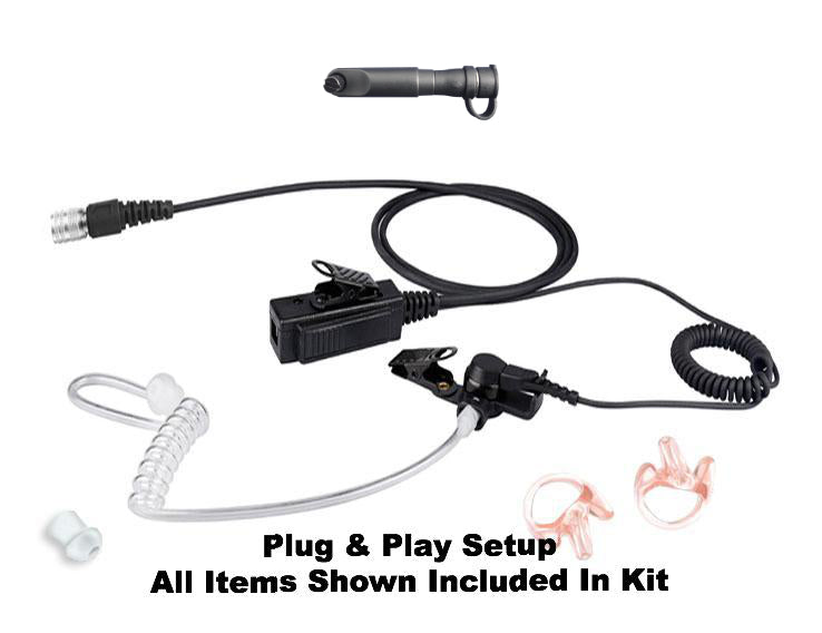 Mic & Earpiece Radio Kit - Hytera PD-602/PD-662/PD-682/X1e/X1p/Z1p & More Comm Gear Supply CGS LTH8SR