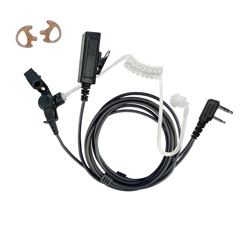 P/N: PS01: Mic & Earpiece 2 Wire Kit Fits: 2-Pin Kenwood, Baofeng, AR-152, BTECH, Rugged Radios, Diga-Talk, TYT, AnyTone, Relm/BK Radio, Quansheng, Wouxon Ideal for Church / Temple Security. Comm Gear Supply CGS