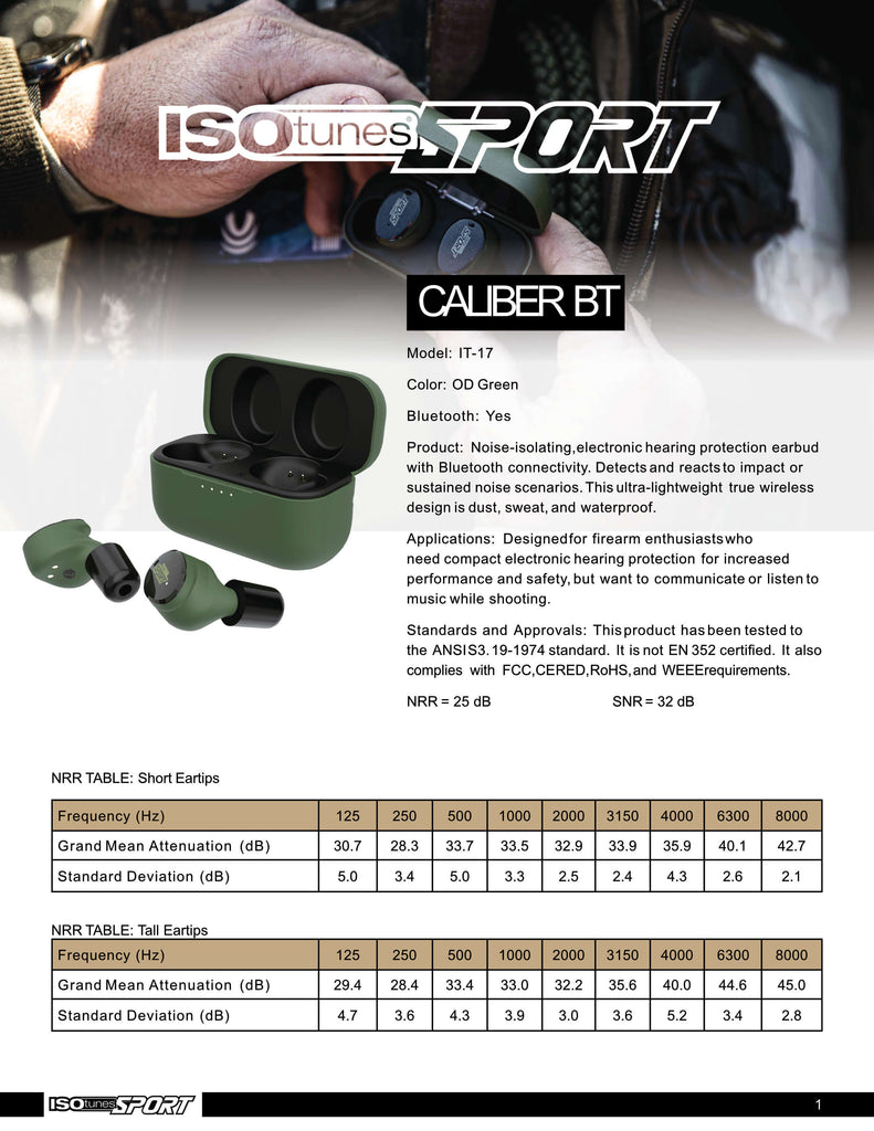 CAL-BT The Caliber features Active Hearing Protection & Enhancement Ear Plugs for shooting, hunting, training, isotunes iso tunes. Bluetooth enabled Comm Gear Supply CGS 