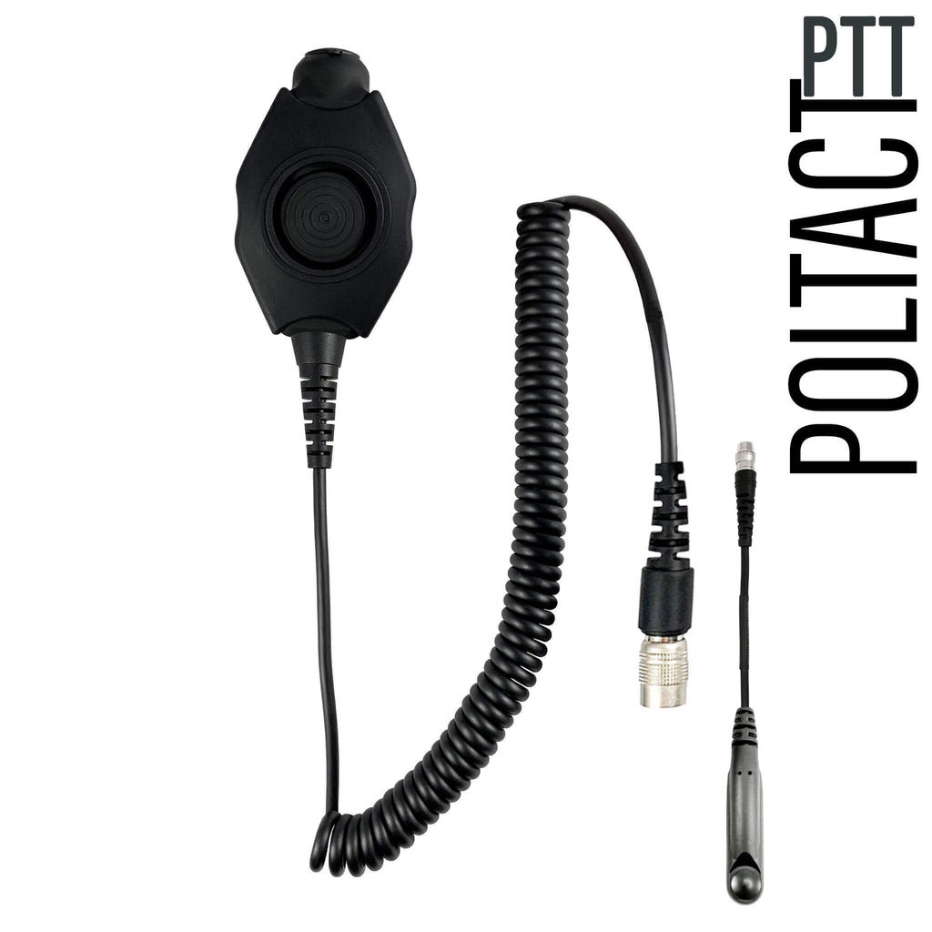 P/N: PT-PTTV1-21RR-A: Tactical Radio Amplified PTT for Headset(Hirose Adapter System): NATO/Military Wiring, Gentex, Ops-Core, OTTO, TEA, David Clark, MSA, Military Helicopter - Quick Disconnect Relm/BK Radio KNG Series: KNG-P150, KNG-P400, KNG-P500, KNG-P800, KNG2-P150, KNG2-P400, KNG2-P500, KNG2-P800 - U-94/A, Amped PTT and Disco32 Comm Gear Supply CGS
