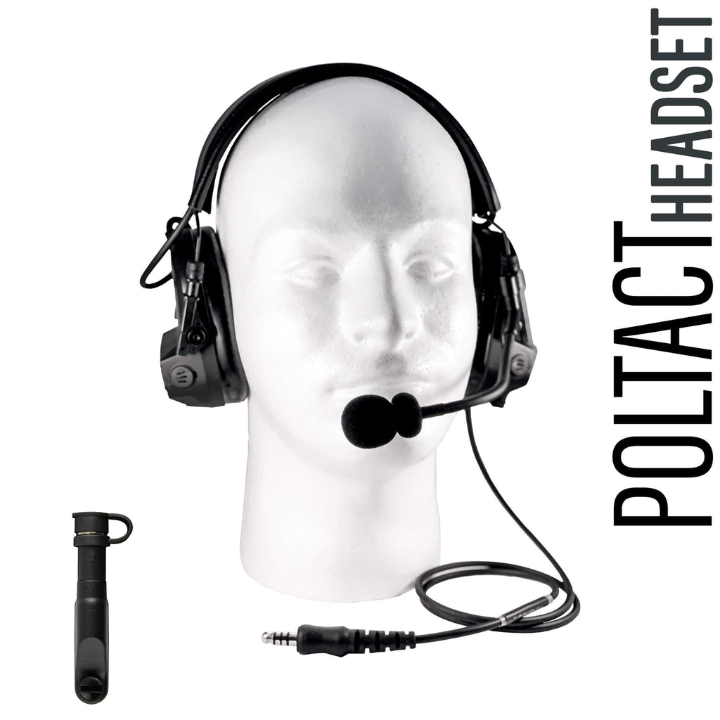 Tactical Radio Headset w/ Active Hearing Protection & Release Adapter - PTH-V1-08RR The Material Comms PolTact Headset & Push To Talk(PTT) Adapter For Harris(L3Harris)/Tait TP3000, TP3300, TP3350, TP3500, TP8100, TP8110, TP8115, TP8120, TP8135, TP8140, TP9300, TP9355, TP9360, TP9400, TP9435, TP9440, TP9445, TP9460, TP9500, TP9555, TP9560, TP9600, TP9655, TP9660, Comm Gear Supply CGS