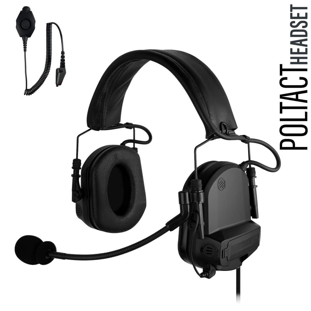 Tactical Radio Headset w/ Active Hearing Protection - PTH-V1-11 Material Comms PolTact Headset & Push To Talk(PTT) Adapter For EF Johnson: VP5000, VP5230, VP5330, VP5430, VP6000, VP6230, VP6330, VP6430 Comm Gear Supply CGS