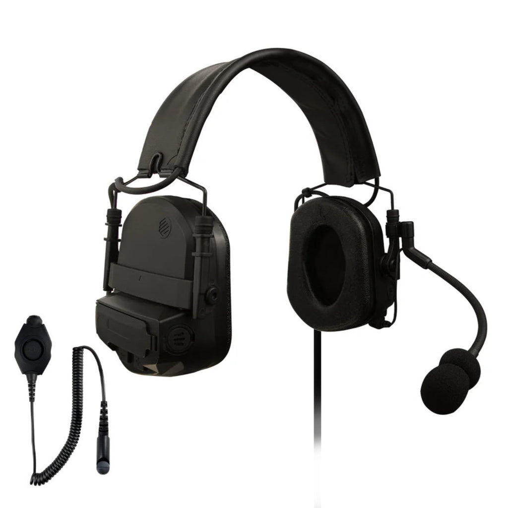 Tactical Radio Helmet Headset w/ Active Hearing Protection - PTH-V2-29 Material Comms PolTact Headset & Push To Talk(PTT) Adapter For Tactical Radio Headset w/ Active Hearing Protection - Harris(L3Harris) Falcon III/Thales: RF 7800V, 5800, LVIS USA, AN/PRC-113, AN/PRC-119, AN/PRC-150, AN/PRC-152, AN/PRC-154, AN/PRC-117, AN/PRC-119, Thales MBITR AN/PRC-148 & other PRC ASIP SINCGARS Radios w/ U-229(5 Pin) & U-329 Comm Gear Supply CGS