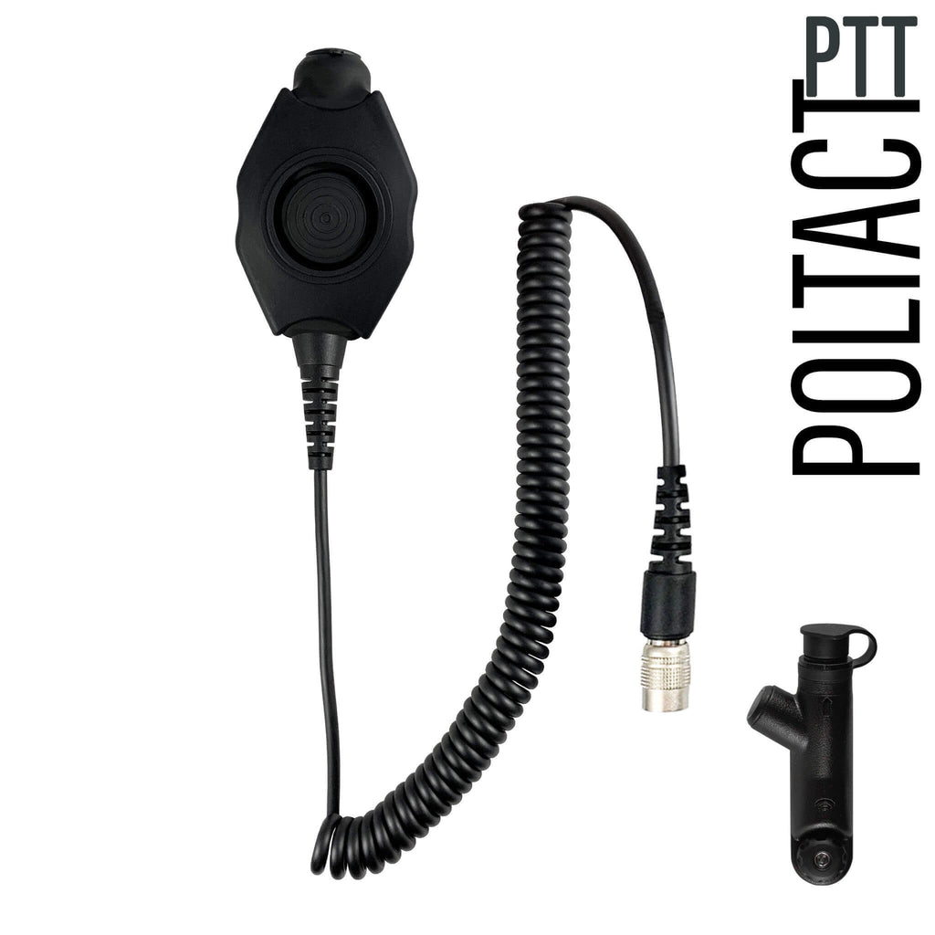 Tactical Radio Adapter/PTT for Headset(Hirose Adapter System): NATO/Military Wiring, Gentex, Ops-Core, OTTO, Select Peltor Models, Savox, Sordin, Helicopter - Quick Disconnect Motorola R7, MXP600 & ION Series. Comm Gear Supply CGS PT-PTTV1-37RR-N