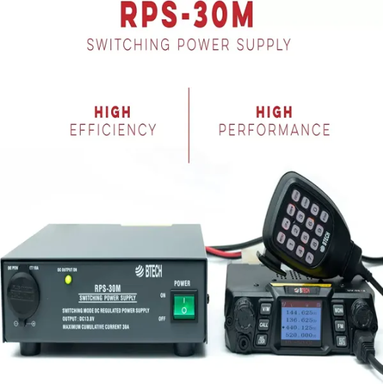 RPS-30M: The BTECH Regulated Power Supply allows for simple and reliable AC-to-DC power conversion w/ constant source of DC voltage. An ideal power source for CB, Ham, GMRS and LMR Two way radios, Scanners, and all 13.8V equipment Comm Gear Supply CGS