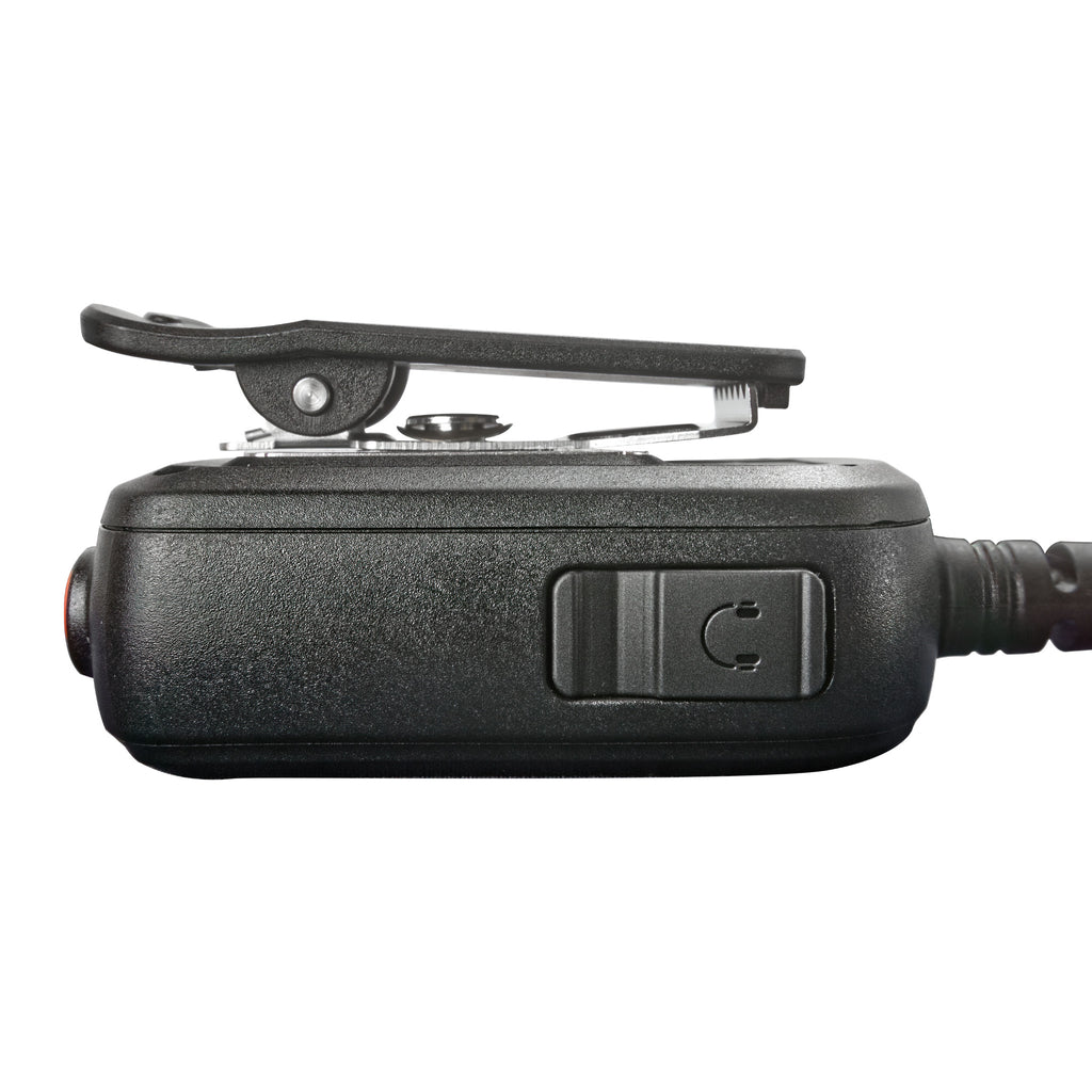 P/N: PSM2-29HW, Speaker Mic/Hand Mic for Public Safety Officials. High tensile strength polyurethane cable, internal KEVLAR weaved lining. Features colored PTT button, Emergency button, Rotatable clip. Comm Gear Supply CGS