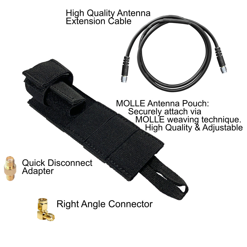 M.A.S.T Mast modular antenna system Tactical Antenna Relocation Kit - ARK-RHA - For Retevis: RT29, RT47, RT48, RT82, RT83, RT87, HYT: PT-790, TC-3000, TC-3600, TC-610P, TC-780, TC-780MPT, Ailunce: HD1, AnyTone: AT-D868-UV, AT-D878-UV DMR, Yaesu Handheld Radios, Baofeng Radios UV-5R, GT-3 Mark ii, UV-3R, UV-3R+, BF-F8+, UV-82, UV-82C, UV-82HP, BTECH GMRS-V1 GMRS, MURS-V1, UV-5X3, DMR-6X2, Rugged Radios: V3, RDH, RH5R Comm Gear Supply CGS