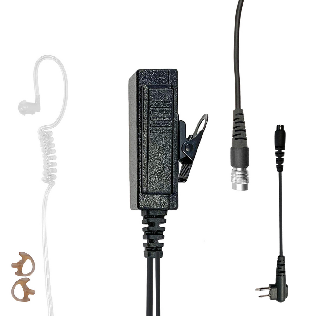 P/N: LT03SR: Mic & Earpiece Radio Kit - Quick Disconnect (Hirose) 2 Pin Motorola HYT Tekk BearCom Yaesu Blackbox & More Comm Gear Supply
