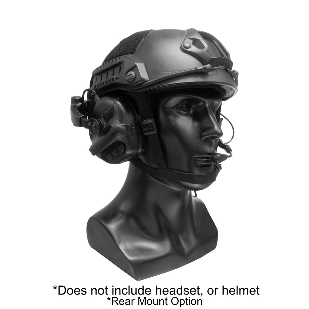 EM-M16C-TBD, Earmor Rear Helmet Mount Kit for Helmet/Headset Rail Mount Systems: FAST/ARC(Ops-Core Helmets), Team Wendy EXFIL 2.0 EXFIL 3.0, Hard Head Veterans M-LOK/MTEK/HHV & more.  Compatible only with Earmor mark 3 M31X, M32X, MARK3 headsets.