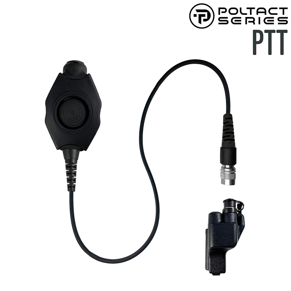 Tactical Radio Amplified PTT for Headset(Hirose Adapter System): NATO/Military Wiring, Gentex, Ops-Core, OTTO, Select Peltor Models, Helicopter  -  straight cable PT-PTTV1S-23RR-N - Quick Disconnect Motorola: XTS1500, XTS2500, XTS3000, XTS3500, XTS5000, HT1000, JT1000, MT2000, MTS2000, MTX838, MTX900, MTX8000, MTX9000, PR1500 & More Comm Gear Supply CGS