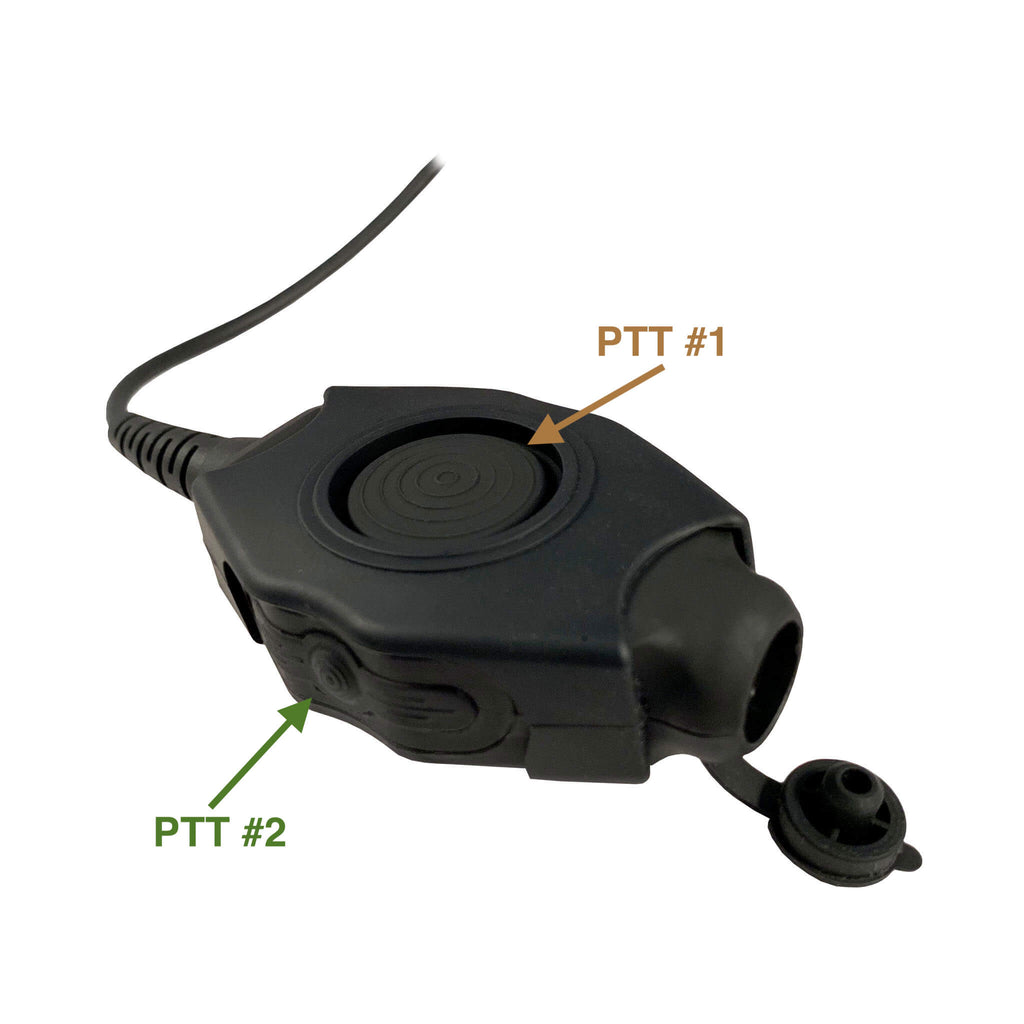 Tactical dual Radio PTT for Headset(Hirose Adapter System): NATO/Military Wiring, Gentex, Ops-Core, OTTO, Select Peltor Models, Helicopter - Replacement/Upgrade - No Adapter straight cable PT-PTTV1D-RR-N Comm Gear Supply CGS