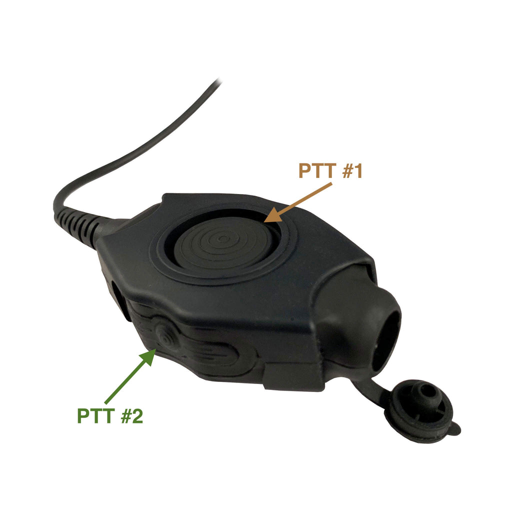 Tactical dual Radio PTT for Headset(Hirose Adapter System): NATO/Military Wiring, Gentex, Ops-Core, OTTO, Select Peltor Models, Helicopter - Replacement/Upgrade - No Adapter straight cable PT-PTTV1D-RR-A Amplified Comm Gear Supply CGS