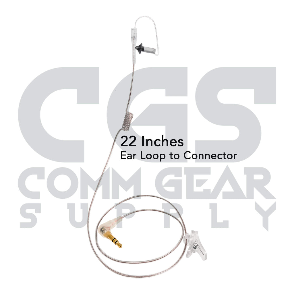 P/N: N-RO-360-22-2.5S: Ultra Stealth Covert/Tactical Radio Earpiece - 360, 2.5mm Connector - Harris, M/A Com, Otto, Tait, Kenwood 2-Pin - Connects To Speaker Mic Comm Gear Supply CGS