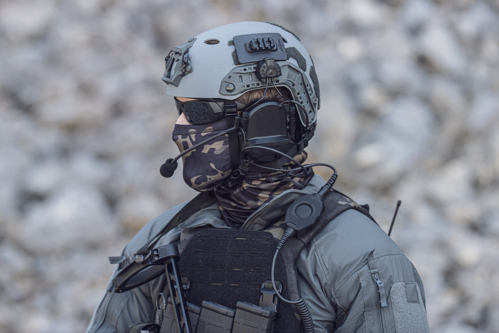 Tactical Radio Helmet Headset w/ Active Hearing Protection - PTH-V2-33 Material Comms PolTact Headset & Push To Talk(PTT) For Tactical Radio Headset w/ Active Hearing Protection -Motorola HT750, HT1250, HT1550, MTX850, MTX950, MTX960, MTX8250, MTX9250, PR860 Comm Gear Supply CGS