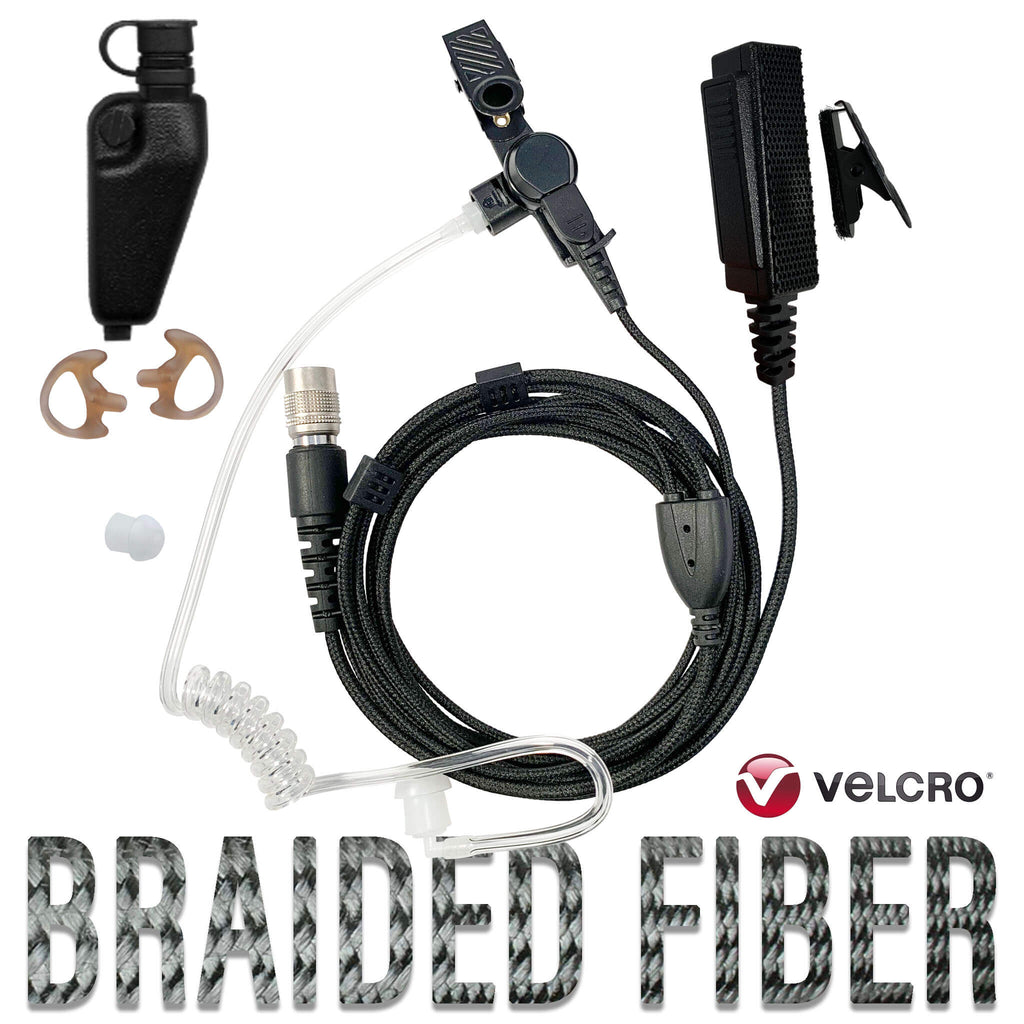 Velcro Tactical Mic & Earpiece Braided Fiber Kit - All Kenwood NX-200, NX-210, NX-300, NX410, NX-411, NX-3200, NX3300, NX-5200, NX-5300, NX-5400, TK-190, TK-2140, TK-2180, TK-280, TK-290, TK-3140, TK-3148, TK-3180, TK-380, TK-385, TK-390, TK-480, TK-481, TK-5210, TK-5220, TK-5310, TK-5320, TK-5400 & More
