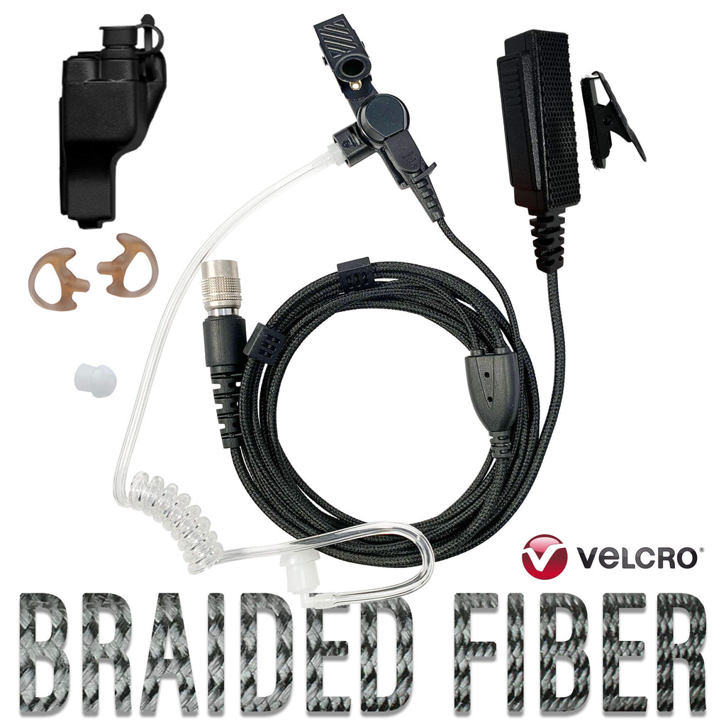 Velcro Tactical Mic & Earpiece Braided Fiber Kit - Fits: EF Johnson 51, 5000, 5100, 7700, 8100 Series, Ascend, VP Viking Series Comm Gear Supply CGS