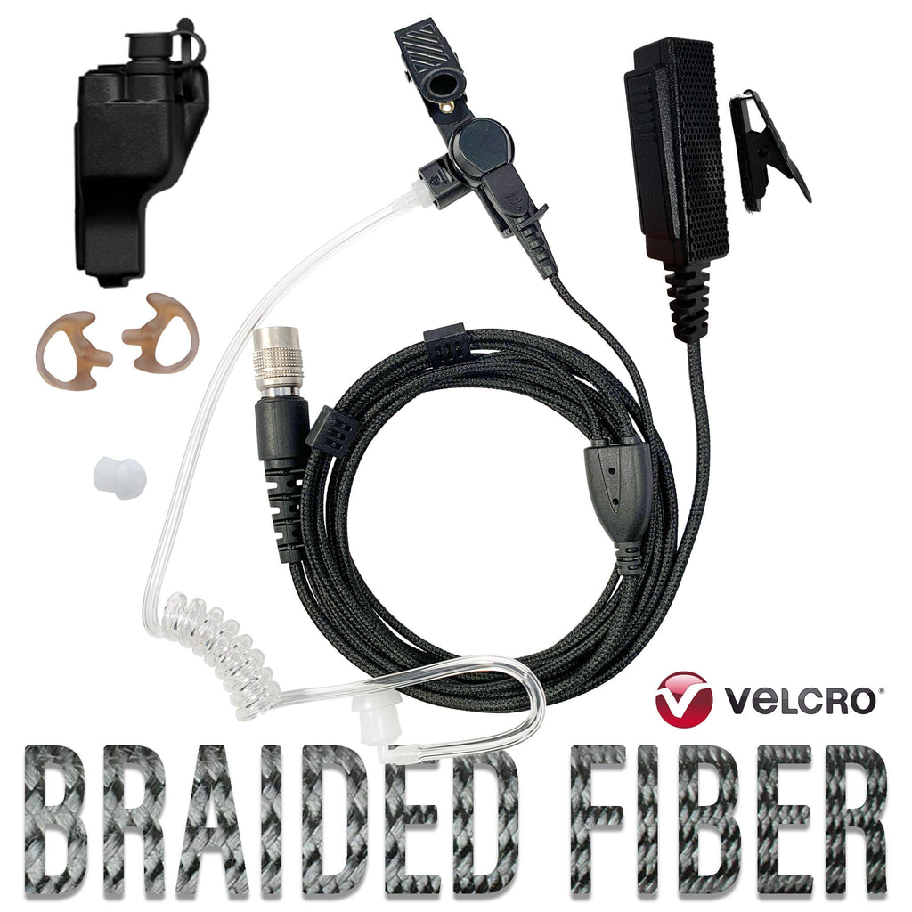 Velcro Tactical Mic & Earpiece Braided Fiber Kit - Motorola XTS Series, HT/JT1000, MT/MTS2000, MTX838/900/8000/9000, PR1500 & More Comm Gear Supply CGS