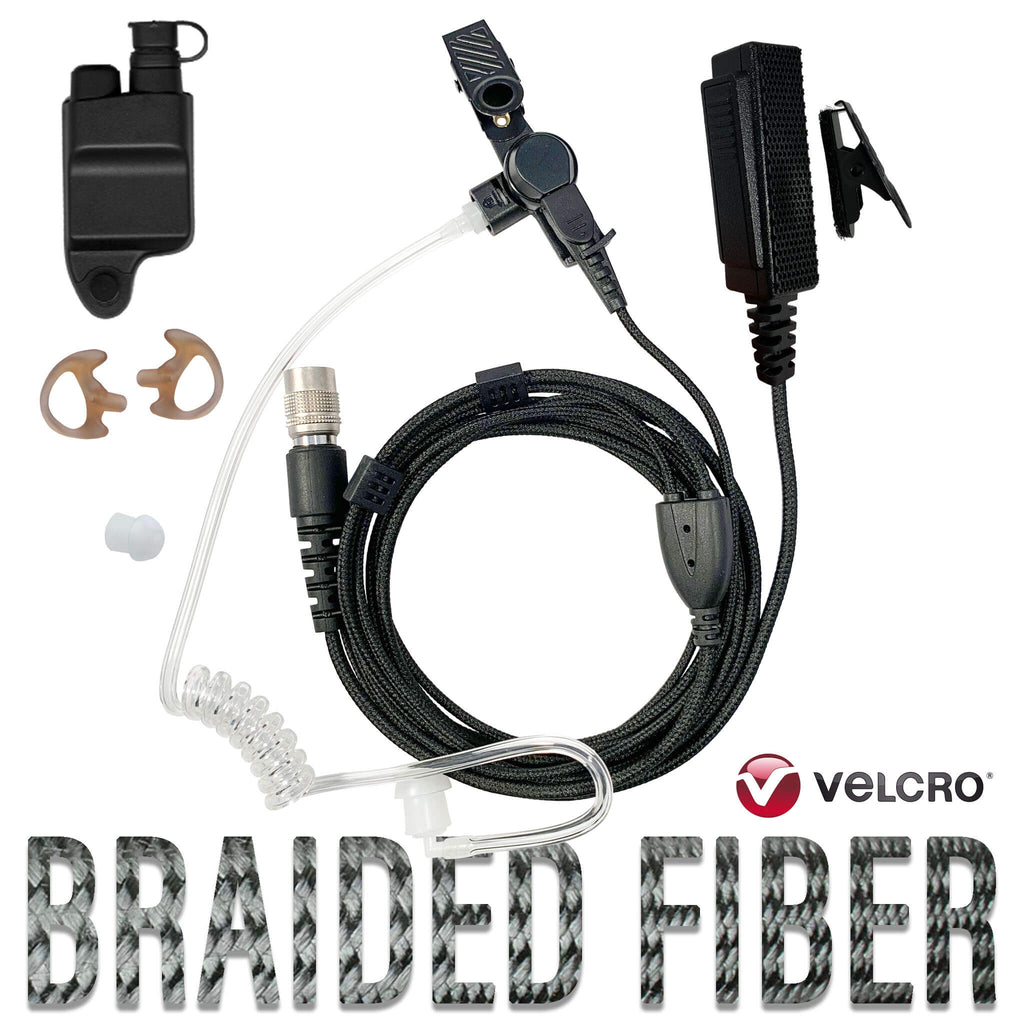 Velcro Tactical Mic & Earpiece Braided Fiber Kit - All P5300 P5400 P5500 P7300 Series, XG-15/25/75 & More Comm Gear Supply CGS