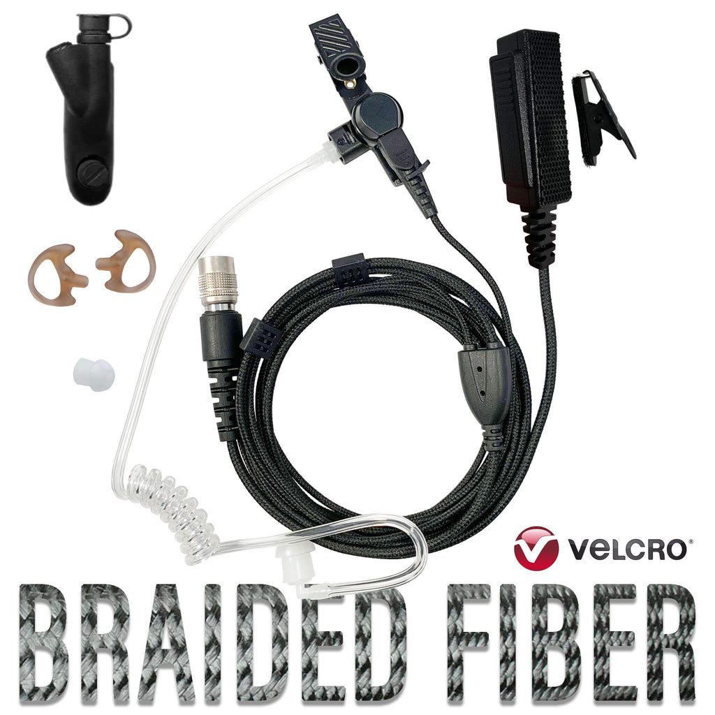 Velcro Tactical Mic & Earpiece Braided Fiber Kit - HT750/1250/1550, MTX850/950/960/8250/9250, PR860 & More Comm Gear Supply CGS