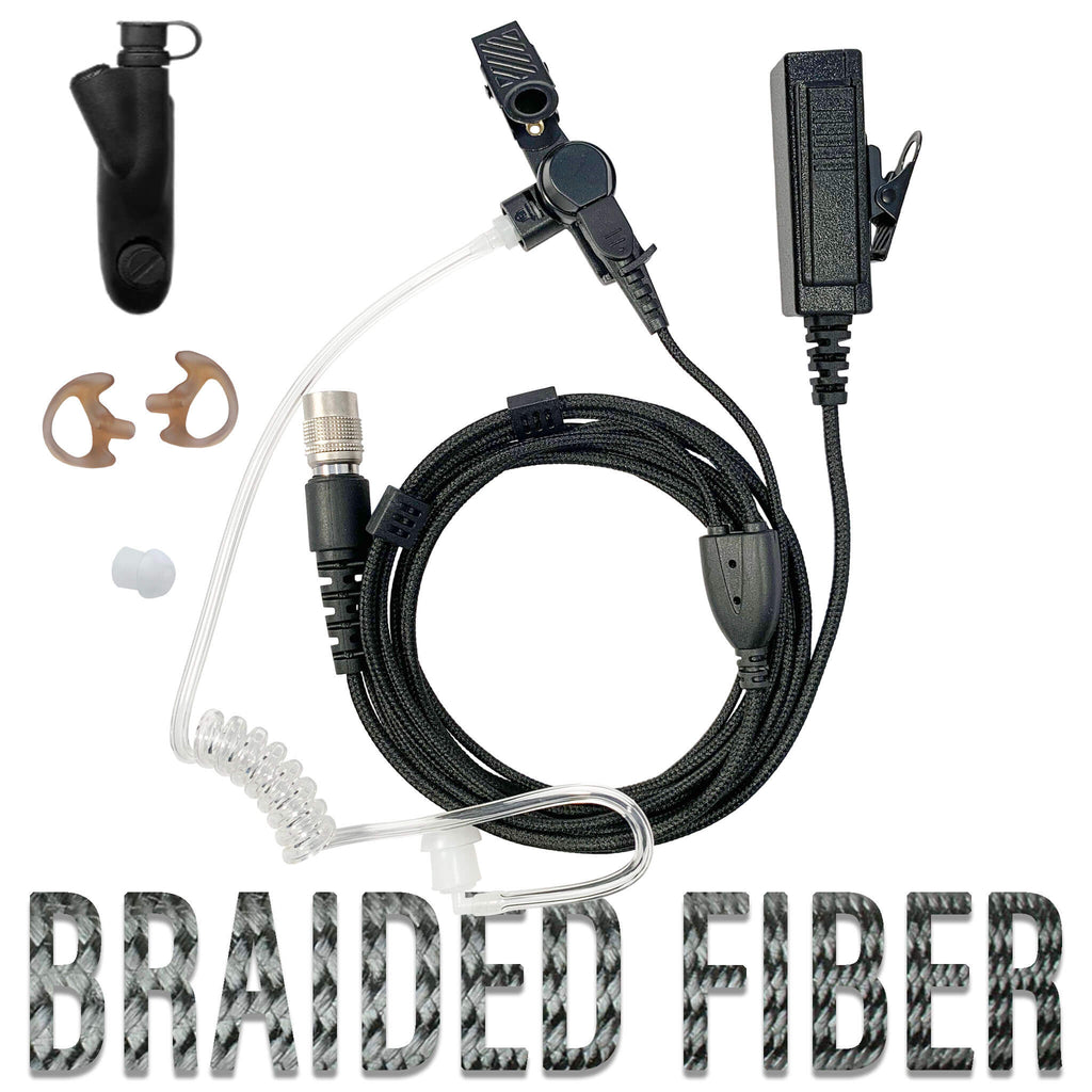 P/N: B2W33SR: Tactical Mic & Earpiece Braided Fiber Kit - Motorola HT750, HT1250, HT1550, MTX850, MTX8250, MT9250, MTX950, MTX960, PR860 & More Comm Gear Supply CGS