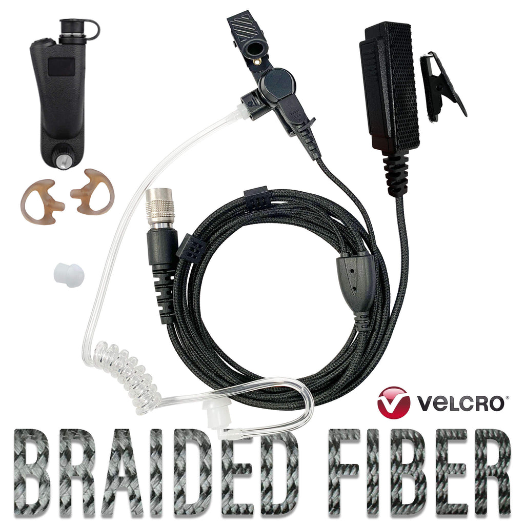 Velcro Tactical Mic & Earpiece Braided Fiber Kit - Maxon/Tecnet - TPD 1000, TPD-1116, TPD-1416, TPD-1124, TPD-1424, RCA - PRODIGI Digital - RDR2500, RDR2550, RDR2600, RDR36500, RDR3600 & More Comm Gear Supply CGS