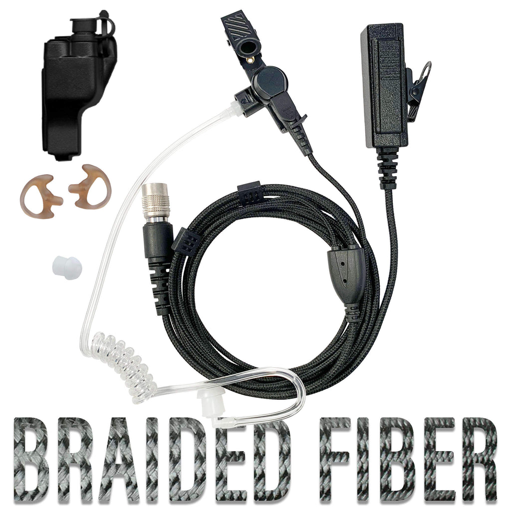 P/N: B2W23SR: Tactical Mic & Earpiece Braided Fiber Kit - Fits: Motorola XTS2500 XTS3000 XT3500 XTS500, MT2000, MTS2000, HT1000, PR1500 & More Comm Gear Supply CGS
