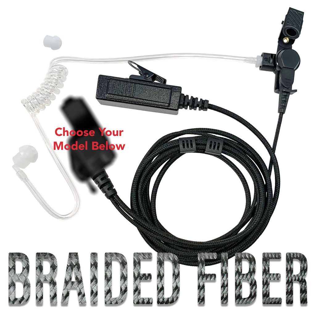 Tactical Mic & Earpiece Kit Braided Cable, 2 Wire Kit- Multi Pin Hardwired Motorola, Kenwood, Retevis, Ailunce, AnyTone, Vertex, Hytera, Icom, Relm, BK Radio Ideal for Church / Temple Security.  Comm Gear Supply CGS