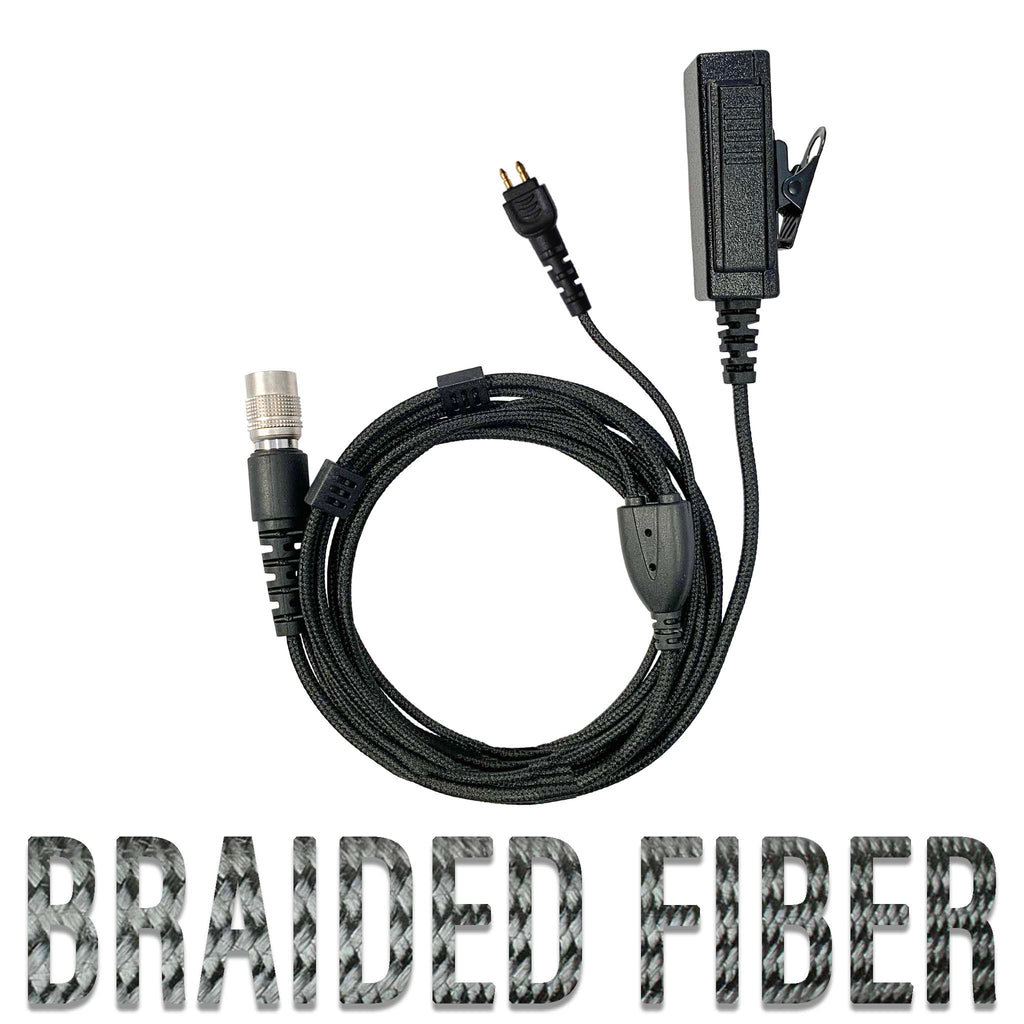 Tactical Mic & Earpiece Braided Fiber Kit w/ Quick Disconnect (Hirose) Connector - Replacement Kit, No Quick Disconnect Adapter, No Acoustic Assembly Comm Gear Supply CGS
