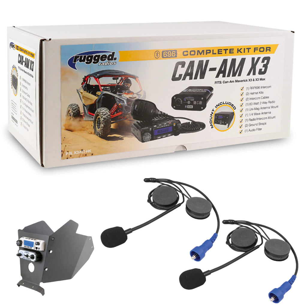 P/N: X3-696-M1-HK: Rugged Radios - Complete Helmet UTV Kit for Can-Am X3 & X3 Max - Dash Mount Comm Gear Supply CGS X3-KIT-M1