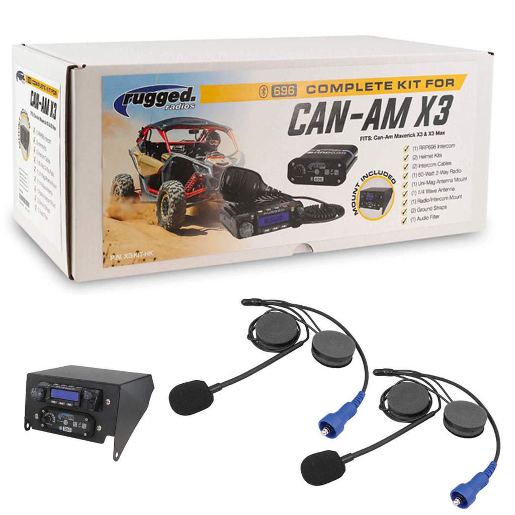 P/N: X3-696-M1-TM-HK: Rugged Radios - Complete Helmet UTV Kit for Can-Am X3 & X3 Max - Top Mount Comm Gear Supply CGS X3-KIT-M1