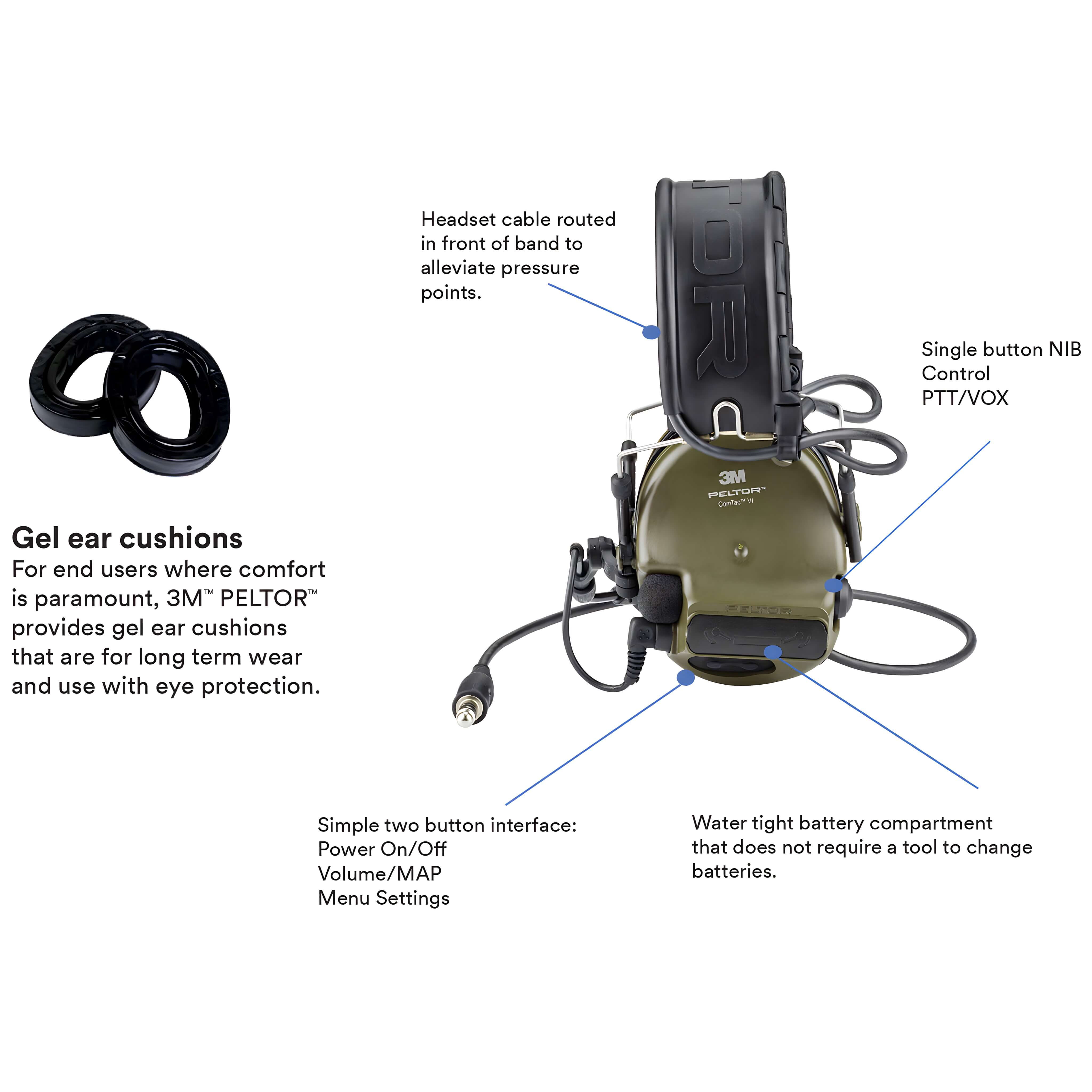 3M Peltor DUAL COMM ComTac VI Tactical Headset w/ Active Hearing Prote ...