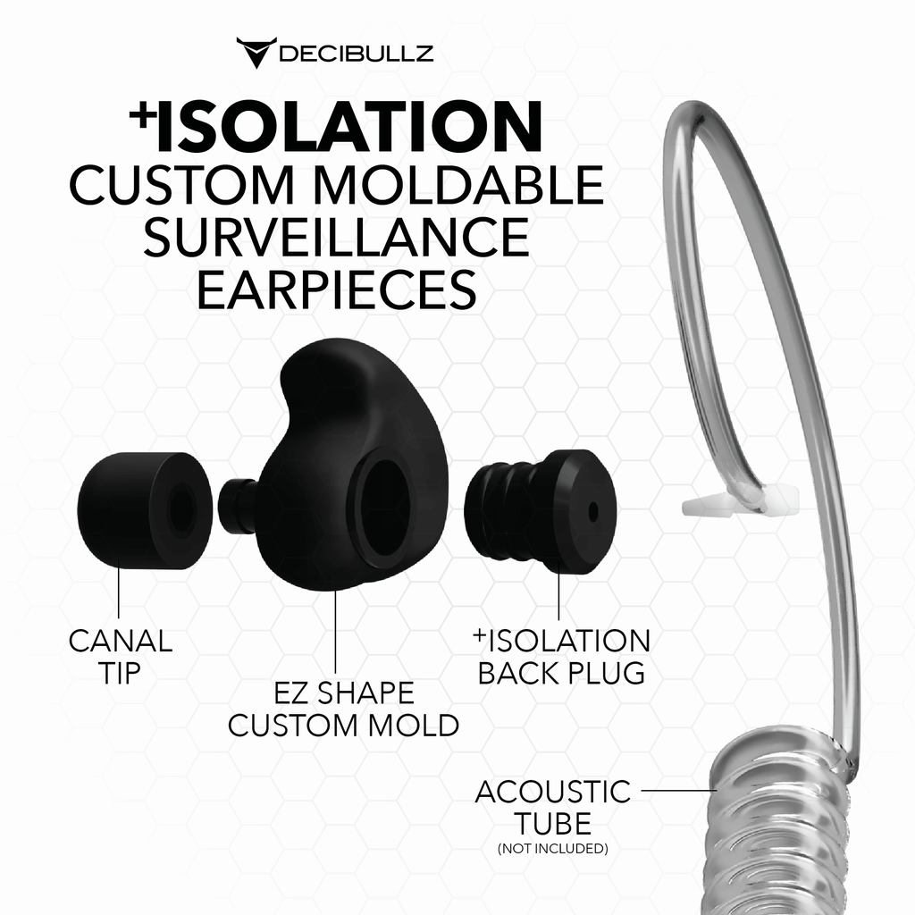 RTL-RDO-ISO-BLK DBZ-ISOLATION Decibullz +Isolation Custom Moldable Ear Plugs for Earpieces Comm Gear Supply CGS