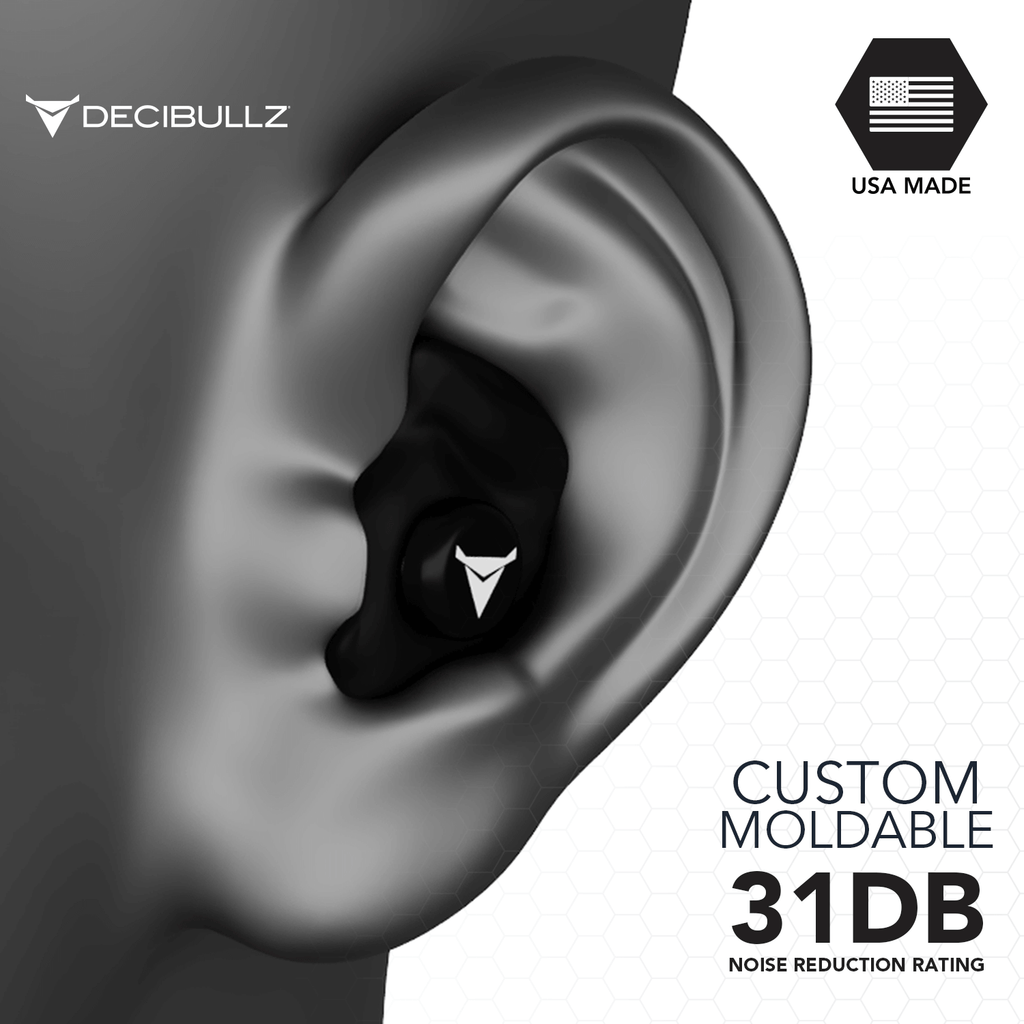 PLG1-BLK PLG1-ORG PLG1-PNK PLG1-BLU PLG1-RED PLG1-GRN Decibullz Custom Moldable Ear Plugs for Hearing Protection P/N: DBZ-PLG1  Comm Gear Supply CGS