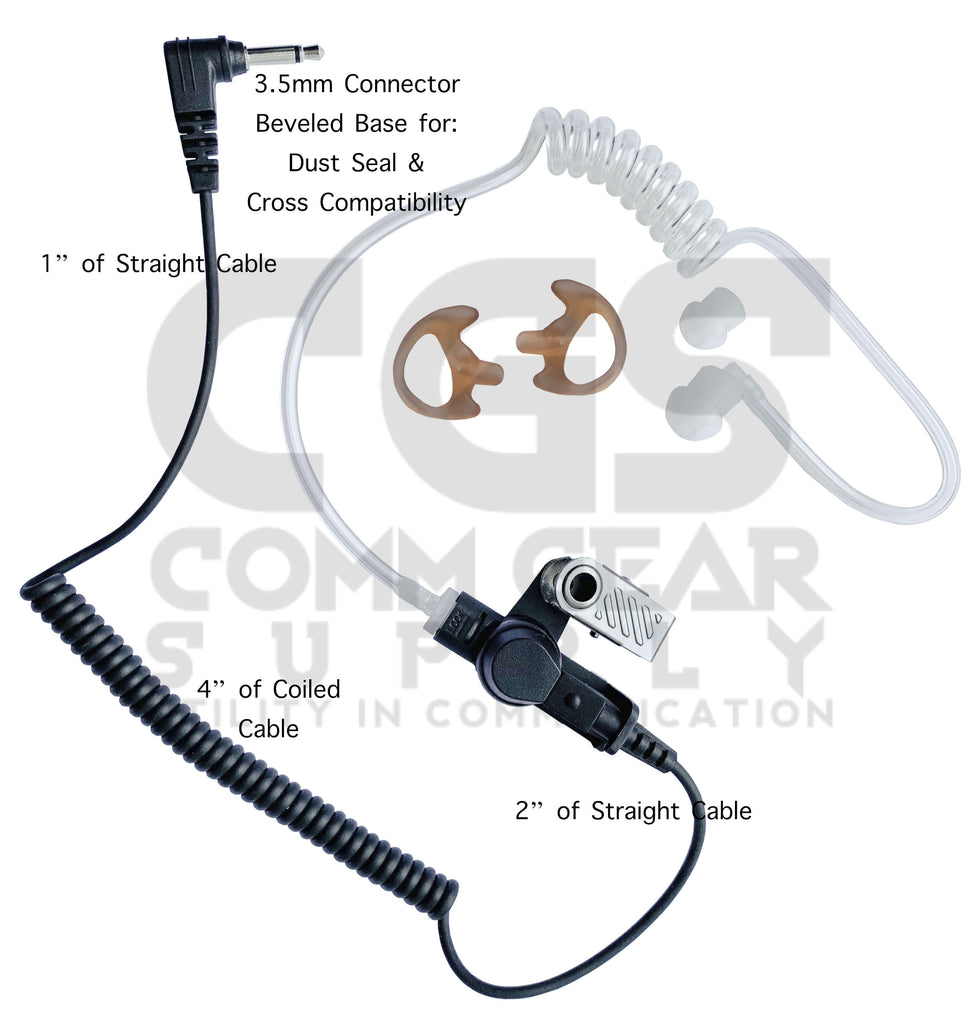 Bluetooth Lapel/Utility Mic & Earpiece Kit w/ Adapter For Icom: (iDAS) F3261/4261, F9011/9021 pryme BTH-300-BT-520, M85 Comm Gear Supply CGS