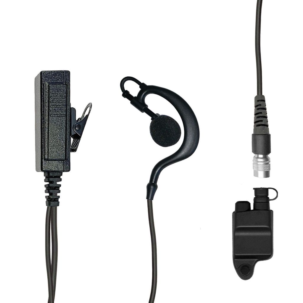 Falcon EP327QR Mic & Ear Hook Earpiece Radio Kit - Harris &  M/A-Com 700P/Pi, 710P, P5100 / P7100 / P7200 Series & More Comm Gear Supply CGS LT-EH-27SR