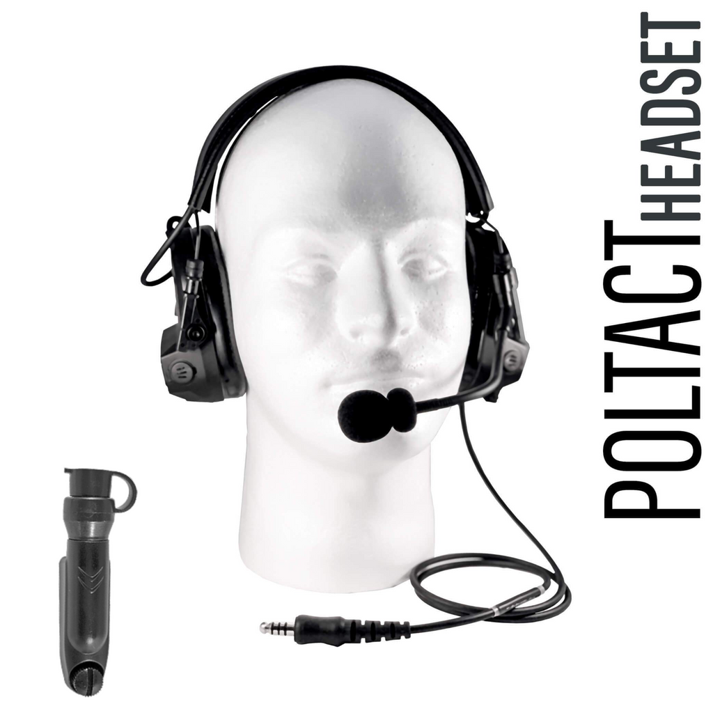 Tactical Radio Headset w/ Active Hearing Protection & Release Adapter - PTH-V1-43RR The Material Comms PolTact Headset & Push To Talk(PTT) Adapter For Motorola: EX500, EX560-XLS, EX600, EX600XLS, GL2000, GP328PLUS, GP338PLUS, GP344, GP338, PRO5151 ELITE, (AirSoft Popular) Retevis: RT29, RT47, RT48, RT82, RT83, RT87, HYT: PT-790, TC-3000, TC-3600, TC-610P, TC-780, TC-780MPT, Ailunce: HD1, Siyata SD-7 Comm Gear Supply CGS Simoco SRP9180