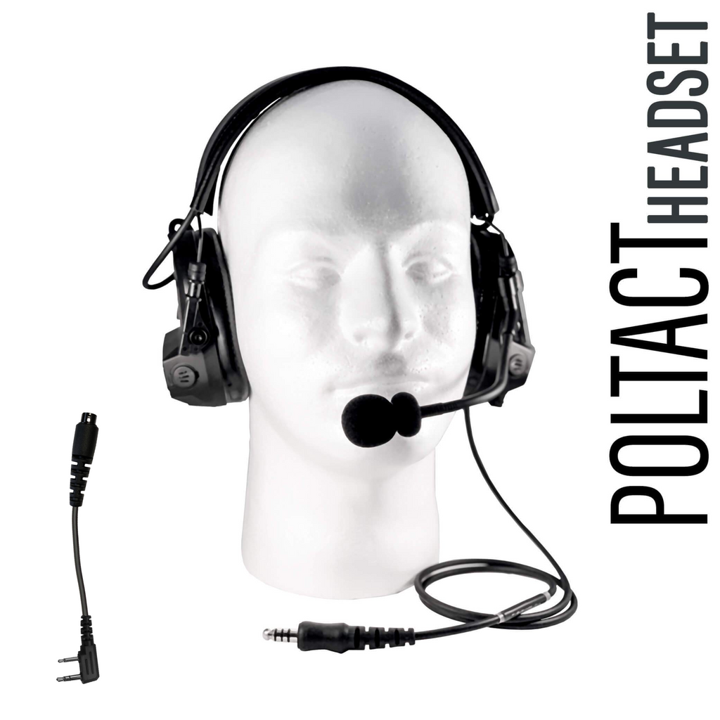 Tactical Radio Headset w/ Active Hearing Protection & Release Adapter - PTH-V1-01RR The Material Comms PolTact Headset & Push To Talk(PTT) Adapter For All Kenwood TK & NEXEDGE (NX) 2-Pin, Baofeng, BTECH, Rugged Radios, Diga-Talk, TYT, AnyTone, Alinco, Relm/BK Radio, Quansheng, Wouxon, Retevis Comm Gear Supply CGS