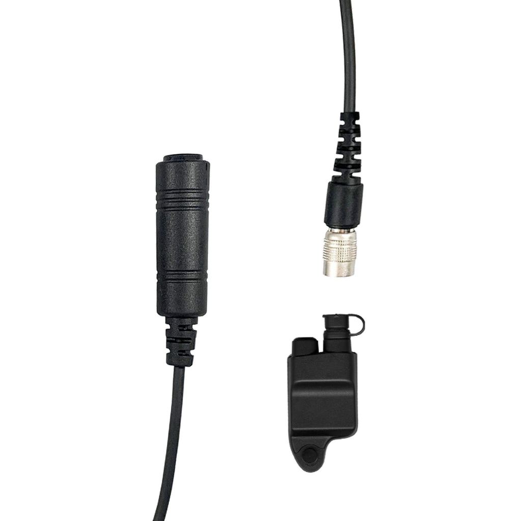 Tactical Radio Connector Cable & Push To Talk Adapter for Headset: NATO/Military Wiring, Gentex, Ops-Core, OTTO, Select Peltor Models, Helicopter - Harris & M/A-Com 700P/Pi, 710P, P5100 / P7100 / P7200 Series & More Comm Gear Supply CGS