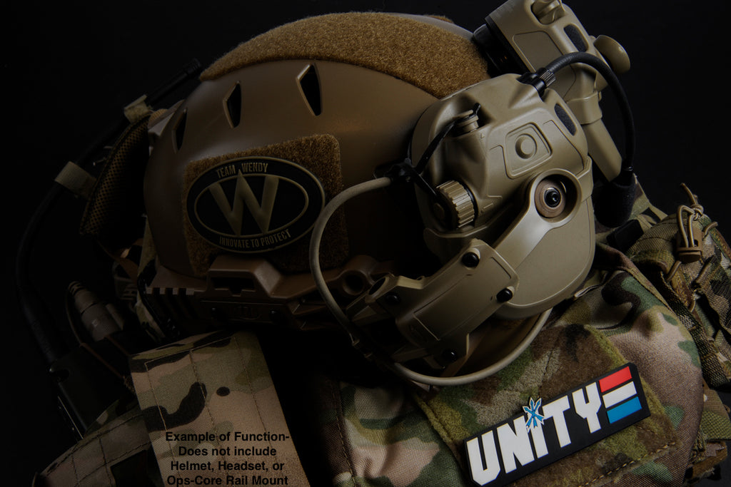 HLM-PLT: Platform Adapter to attach AMP Ops-Core Rail Mounts to Team Wendy Helmets w/ EXFIL Rail System