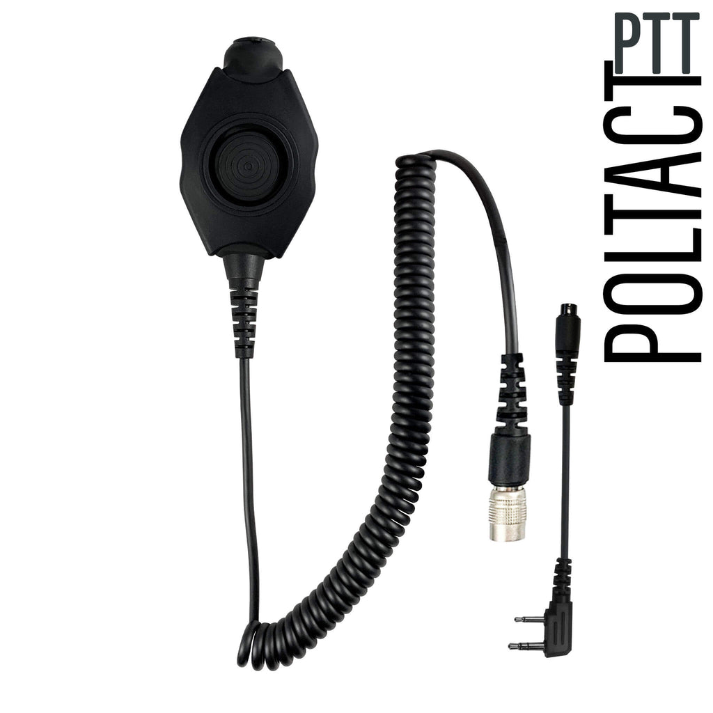 PT-PTTV1-01RR: Tactical/Military Grade Quick Disconnect Push To Talk(PTT) Adapter. Helicopter Helmet Comms 3M, PELTOR, COMTAC, TEA, TCI, LIBERATOR - 2 Pin Kenwood, Baofeng, BTECH, Rugged Radios, Diga-Talk, TYT, AnyTone, Relm/BK Radio, Quansheng, Wouxon Comm Gear Supply CGS