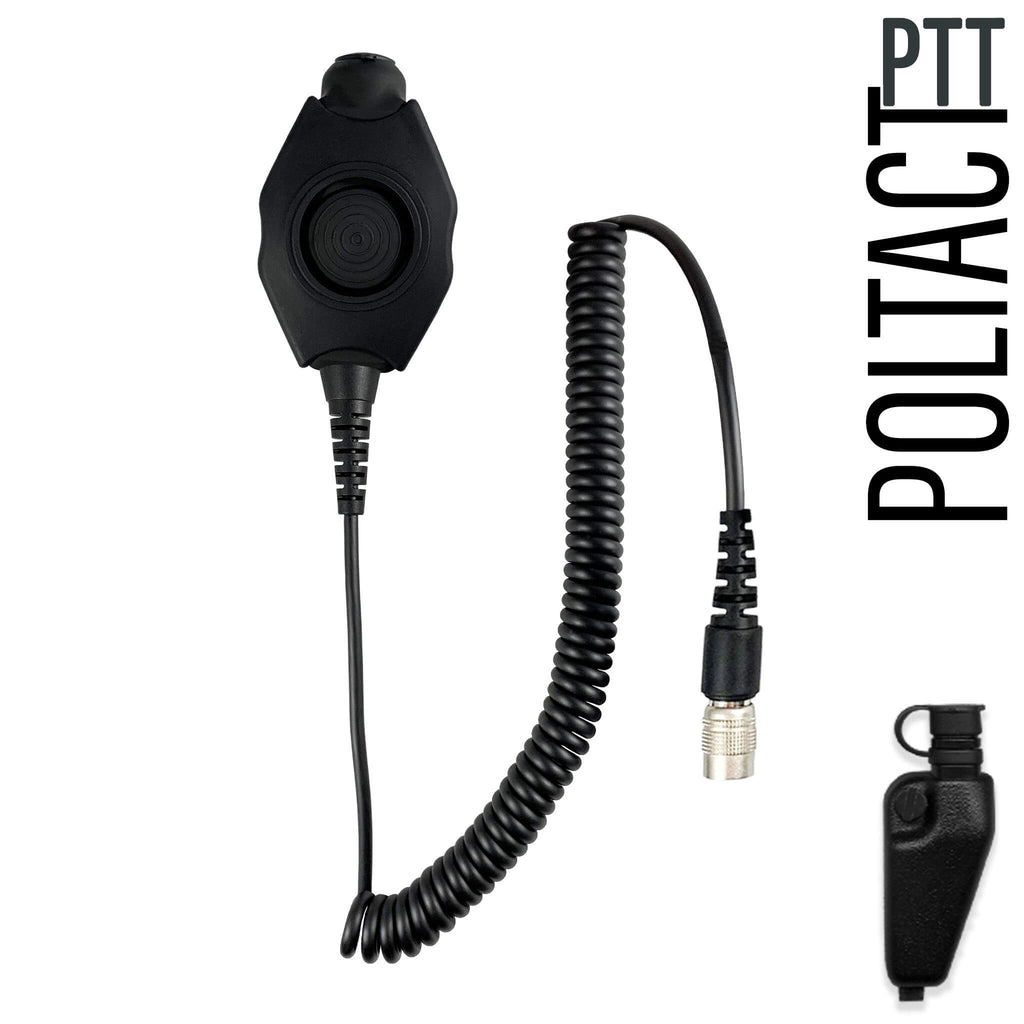 Tactical Radio Helmet Headset w/ Active Hearing Protection & Release Adapter - PTH-V2-11RR Material Comms PolTact Helmet Headset & Push To Talk(PTT) Adapter For EF Johnson: VP5000, VP5230, VP5330, VP5430, VP6000, VP6230, VP6330, VP6430