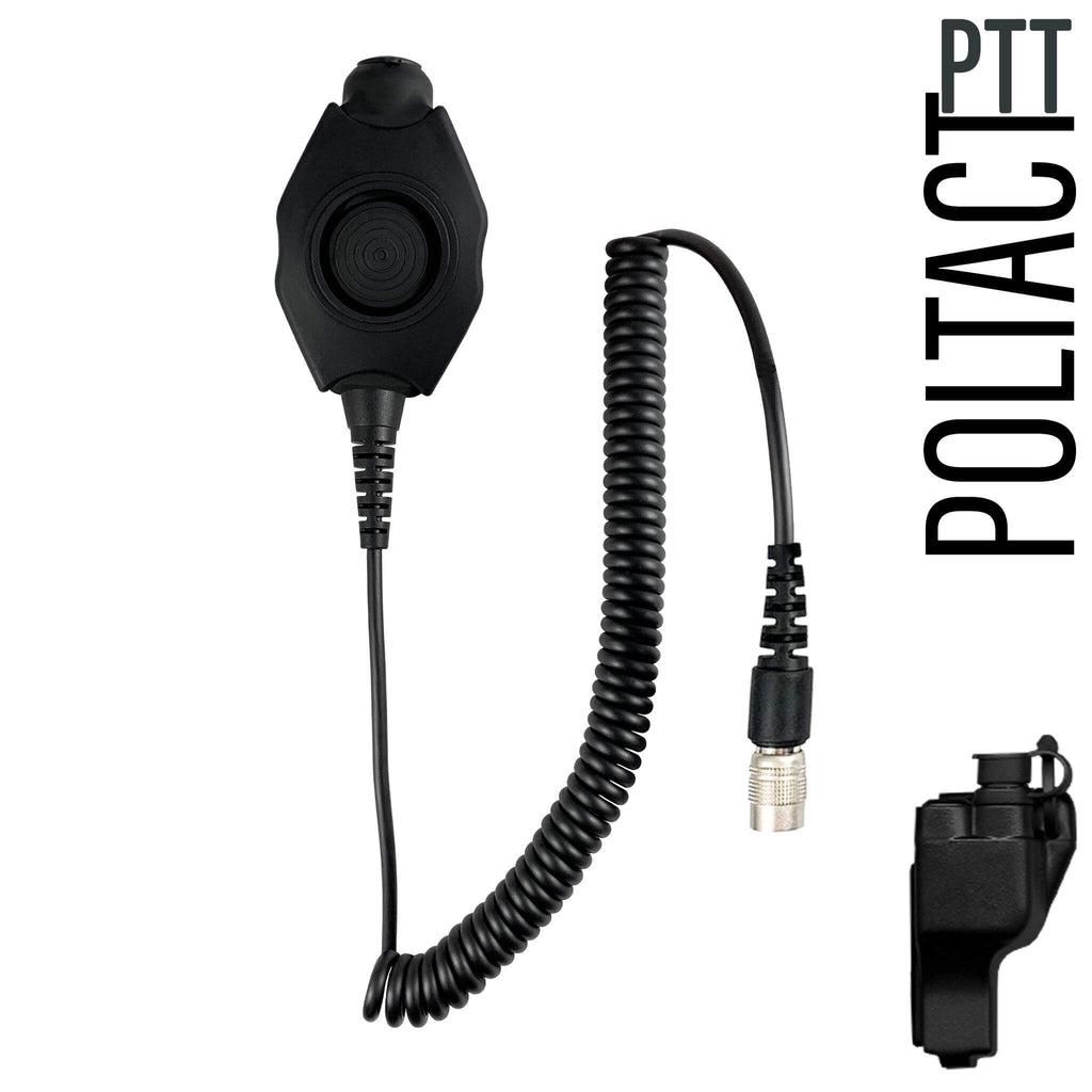 Tactical Radio Headset w/ Active Hearing Protection & Release Adapter - PTH-V1-23RR Material Comms PolTact Headset & Push To Talk(PTT) Adapter For EF Johnson: 5000, 5100, 8100, 51SL ES, 51 Fire ES, 51SL ES, 51LT ES, 7700, Ascend, AN/PRC127EFJ, VP400, VP600, VP900 Comm Gear Supply CGS