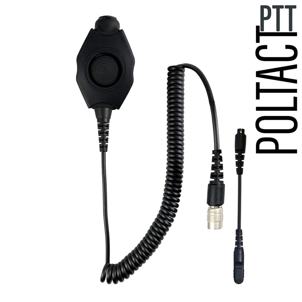 Tactical Radio Amplified Adapter/PTT for Headset(Hirose Adapter System): NATO/Military Wiring, Gentex, Ops-Core, OTTO, TEA, David Clark, MSA Sordin, Military Helicopter - Quick Disconnect XPR3300/XPR3300e, XPR3500/XPR3500e, DP3440, DP3441, DP3661, DP2000/e, DP2400/e, DP2600/e, TETRA MTP3100, MTP3200, MTP3250, MTP3250, MTP3500, MTP3550, XIR P6600, XIR P6608, XIR P6620, XIR P6628, MTP850, MTP3550, DEP550, DEP570, & More - U-94/A, Amped PTT and Disco32 Comm Gear Supply CGS PT-PTTV1-35RR-A