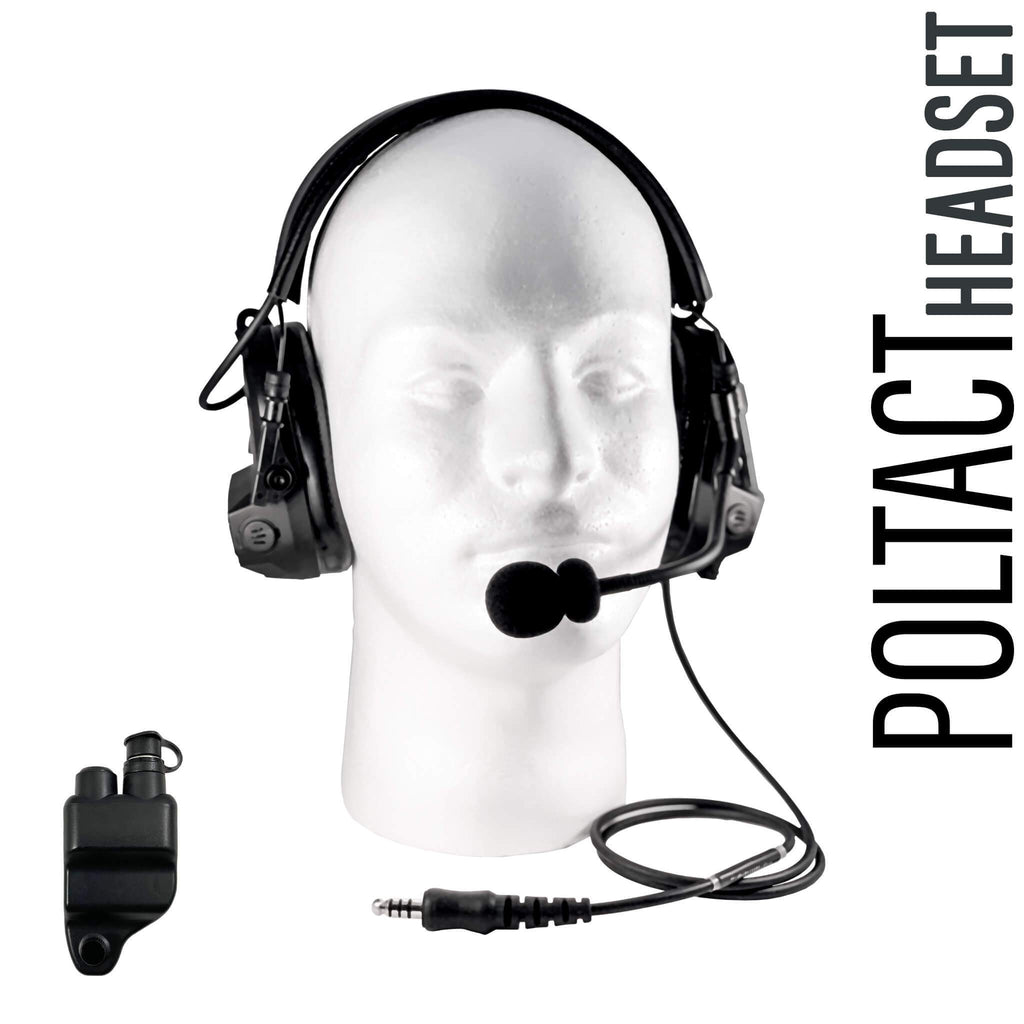 PolTact V1 Tactical Comms Tactical Radio Headset w/ Active Hearing Protection & Release Adapter - PTH-V1-27RR Material Comms PolTact Headset & Push To Talk(PTT) Adapter For Harris(L3Harris) & M/A-Com Jaguar 700P, 700Pi, 710P, P5100, P5130, P5150, P5200, P7100, P7130, P7150, P7170, P7200, P7230, P7250, P7270 Comm Gear Supply CGS