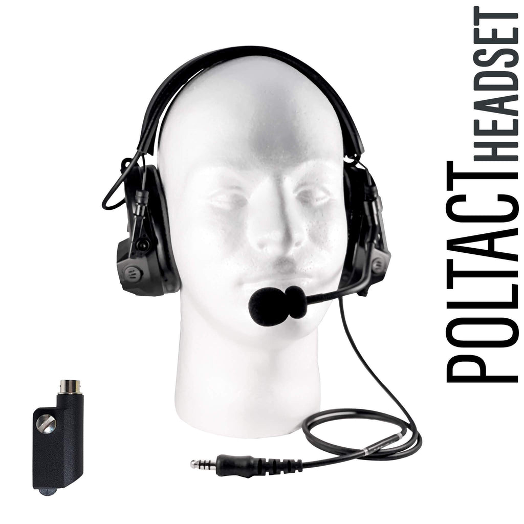Tactical Radio Headset w/ Active Hearing Protection & Release Adapter - PTH-V1-33RR The Material Comms PolTact Headset & Push To Talk(PTT) Adapter For Icom IC-SAT100, IC-F52D, IC-F62D, IC-M85, IC-M85E, IC-F3261, IC-F3360, IC-F3400DT/DS/D, IC-F4261, IC-F4360, IC-F4400DT/DS/D, IC-F5400D/DS, IC-F6400D/DS, IC-F7010, IC-F7020, IC-F7040, IC-F9011, IC-F9021 PTH-V1-20RR
