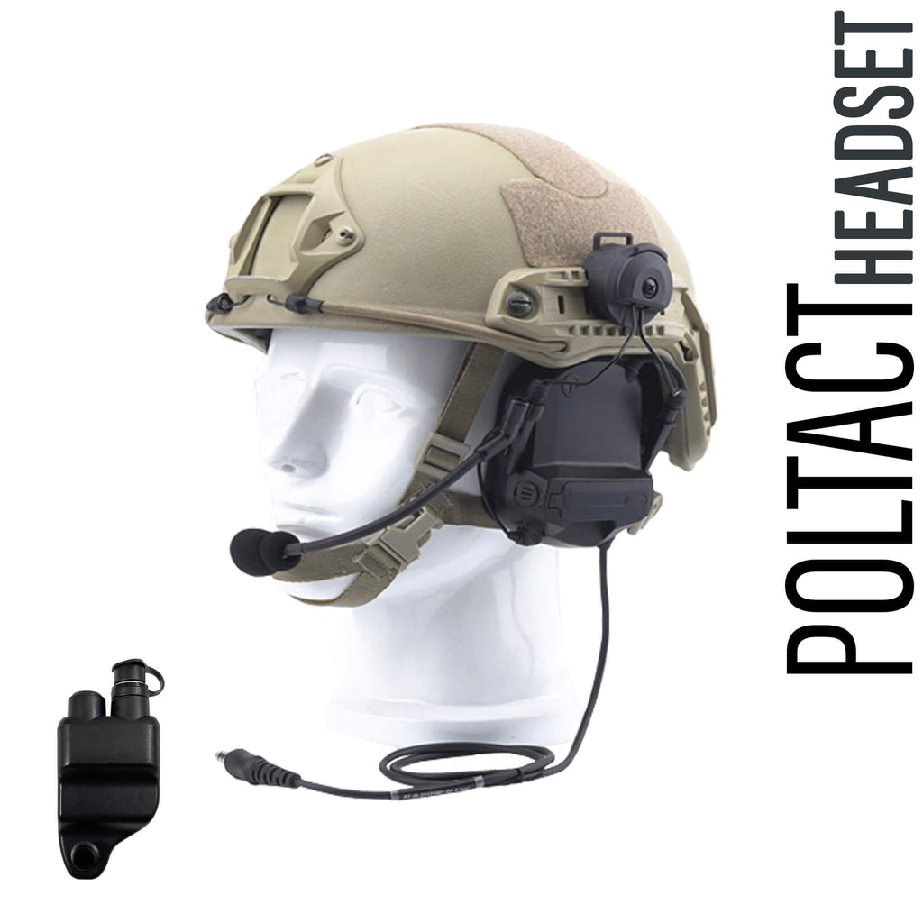 Tactical Radio Headset w/ Active Helmet Hearing Protection & Release Adapter - PTH-V2-27RR Material Comms PolTact Helmet Headset & Push To Talk(PTT) Adapter For Harris(L3Harris) & M/A-Com Jaguar 700P, 700Pi, 710P, P5100, P5130, P5150, P5200, P7100, P7130, P7150, P7170, P7200, P7230, P7250, P7270