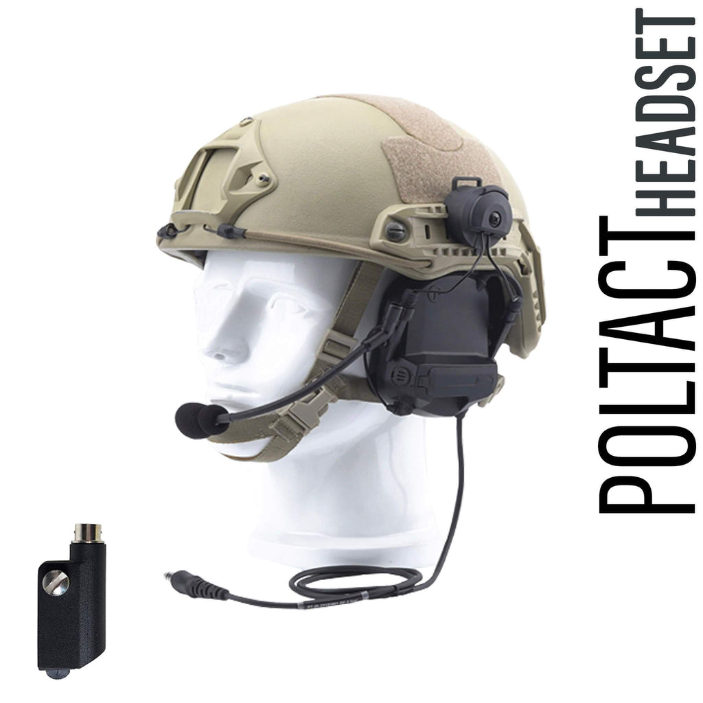 Tactical Radio Headset w/ Active Helmet Hearing Protection & Release Adapter - PTH-V2-33RR The Material Comms PolTact Helmet Headset & Push To Talk(PTT) Adapter For Icom IC-SAT100, IC-F52D, IC-F62D, IC-M85, IC-M85E, IC-F3261, IC-F3360, IC-F3400DT/DS/D, IC-F4261, IC-F4360, IC-F4400DT/DS/D, IC-F5400D/DS, IC-F6400D/DS, IC-F7010, IC-F7020, IC-F7040, IC-F9011, IC-F9021 PTH-V2-20RR, M85