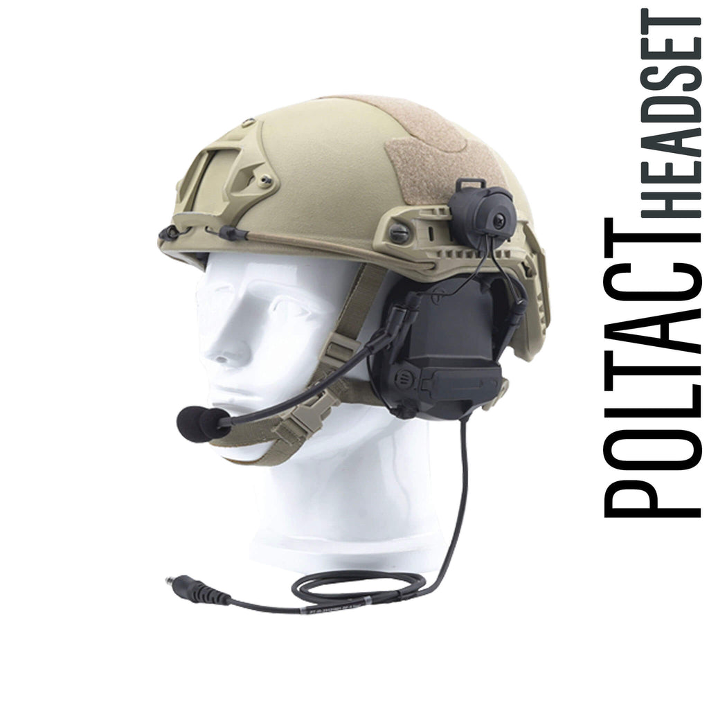 Tactical Radio Helmet Headset w/ Active Hearing Protection - For Midland 2-Pin Radios (GXT/LXT Series)