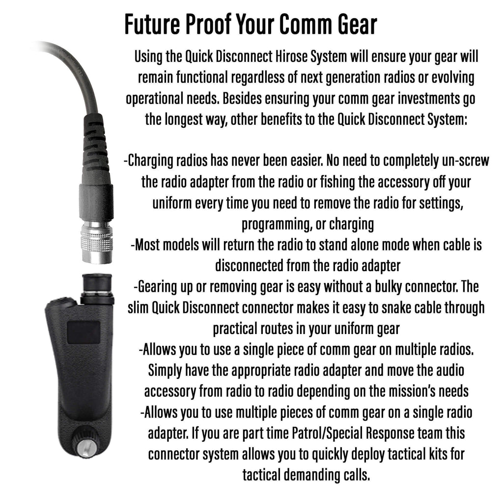 Tactical Radio Connector Cable & Push To Talk Adapter for Headset: NATO/Military Wiring, Gentex, Ops-Core, OTTO, Select Peltor Models, Helicopter - EF Johnson: All 51, 5000, 5100, 7700, 8100 Series, Ascend, VP Viking Series Comm Gear Supply CGS